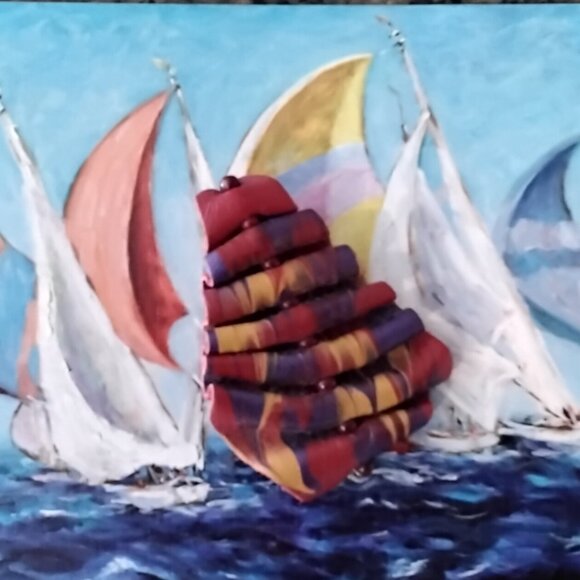 Unique Leather Sailboat Design Brooch or Lapel Pin - Picture 2 of 5